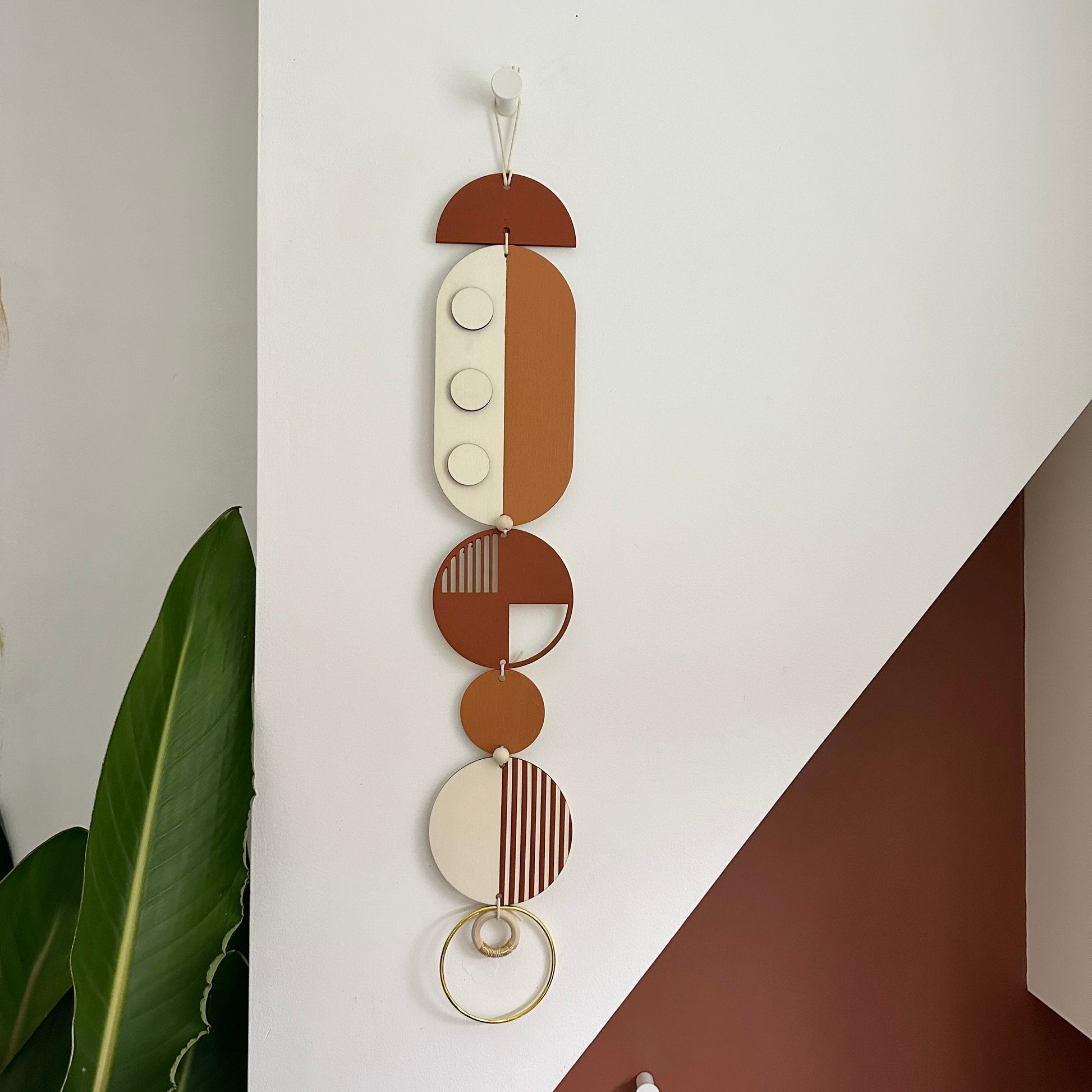 Medium Dots Modern Art Wood Wall Hanging in Multicolour