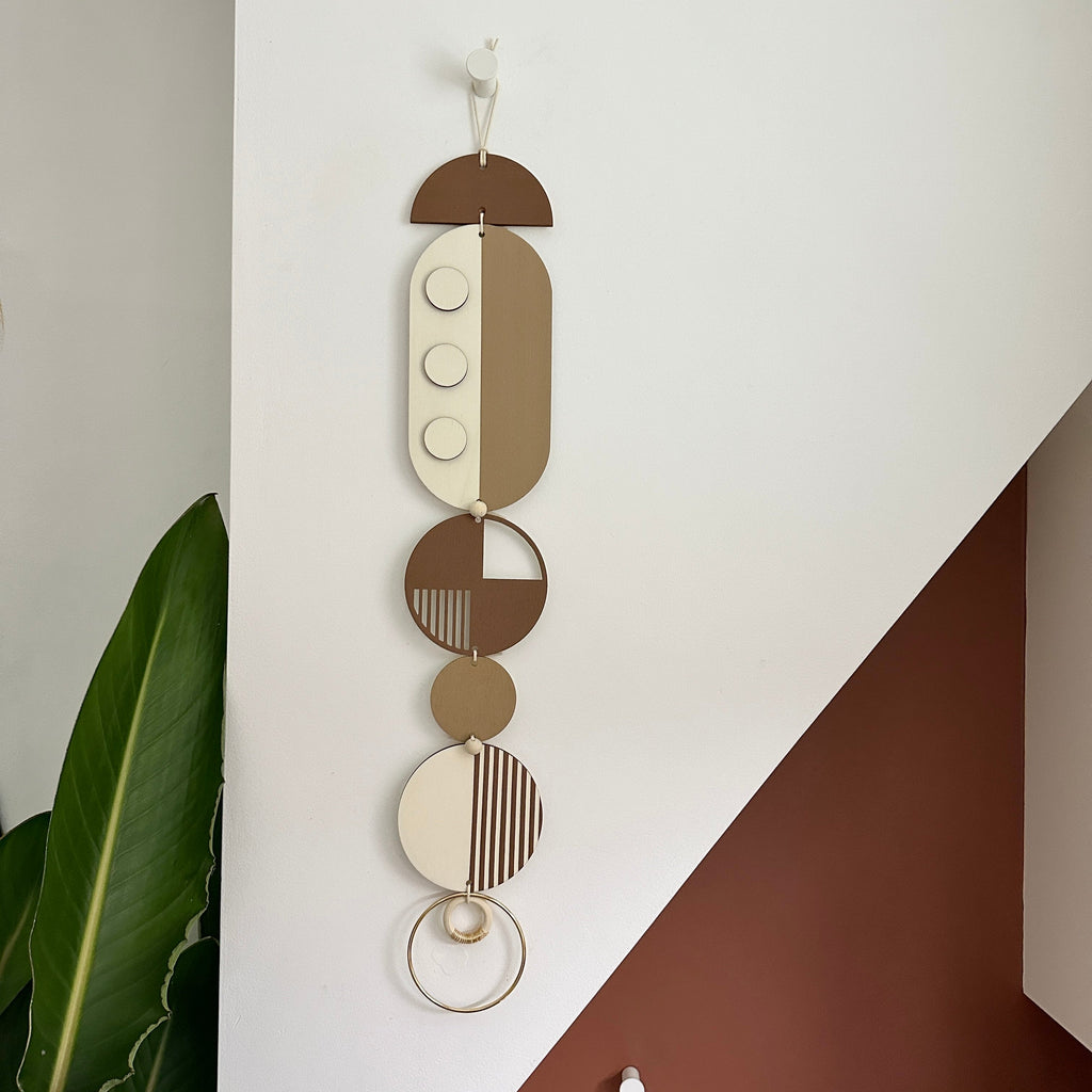 Medium Dots Modern Art Wood Wall Hanging in Multicolour