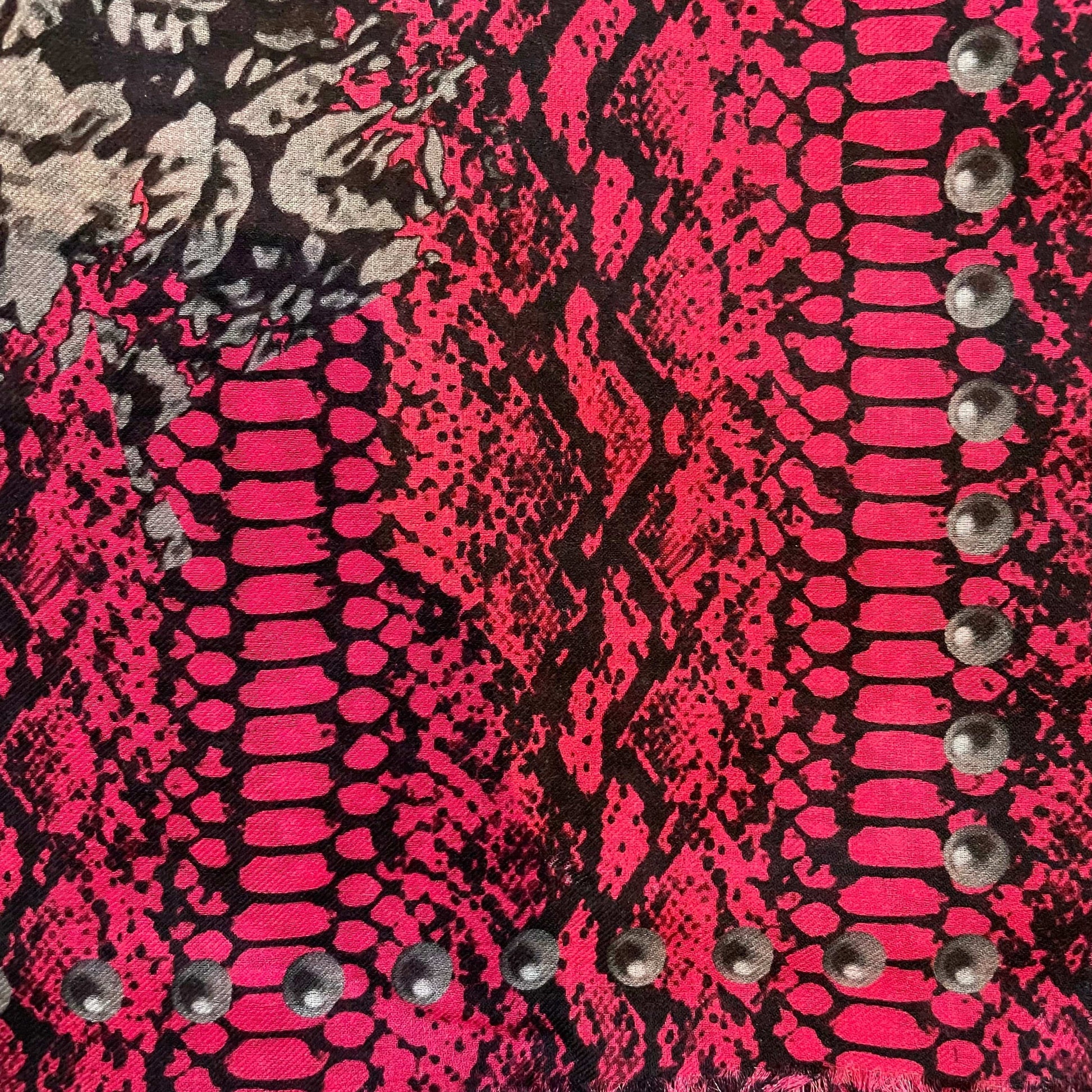 Pink Snake Print Silk Scarf 140x140cm