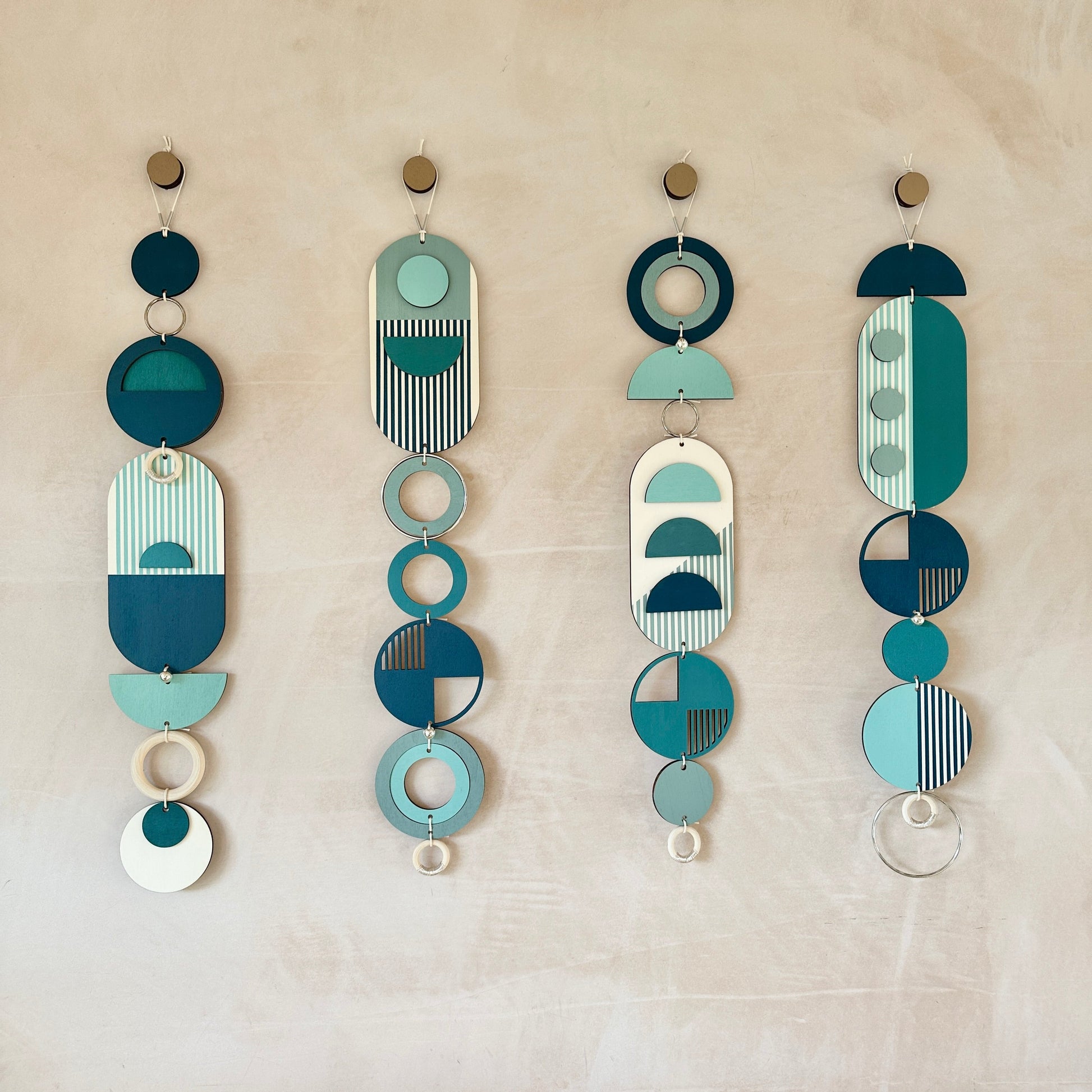 Blue Geometric Wall Art Tapestry Mid Century Modern Decor