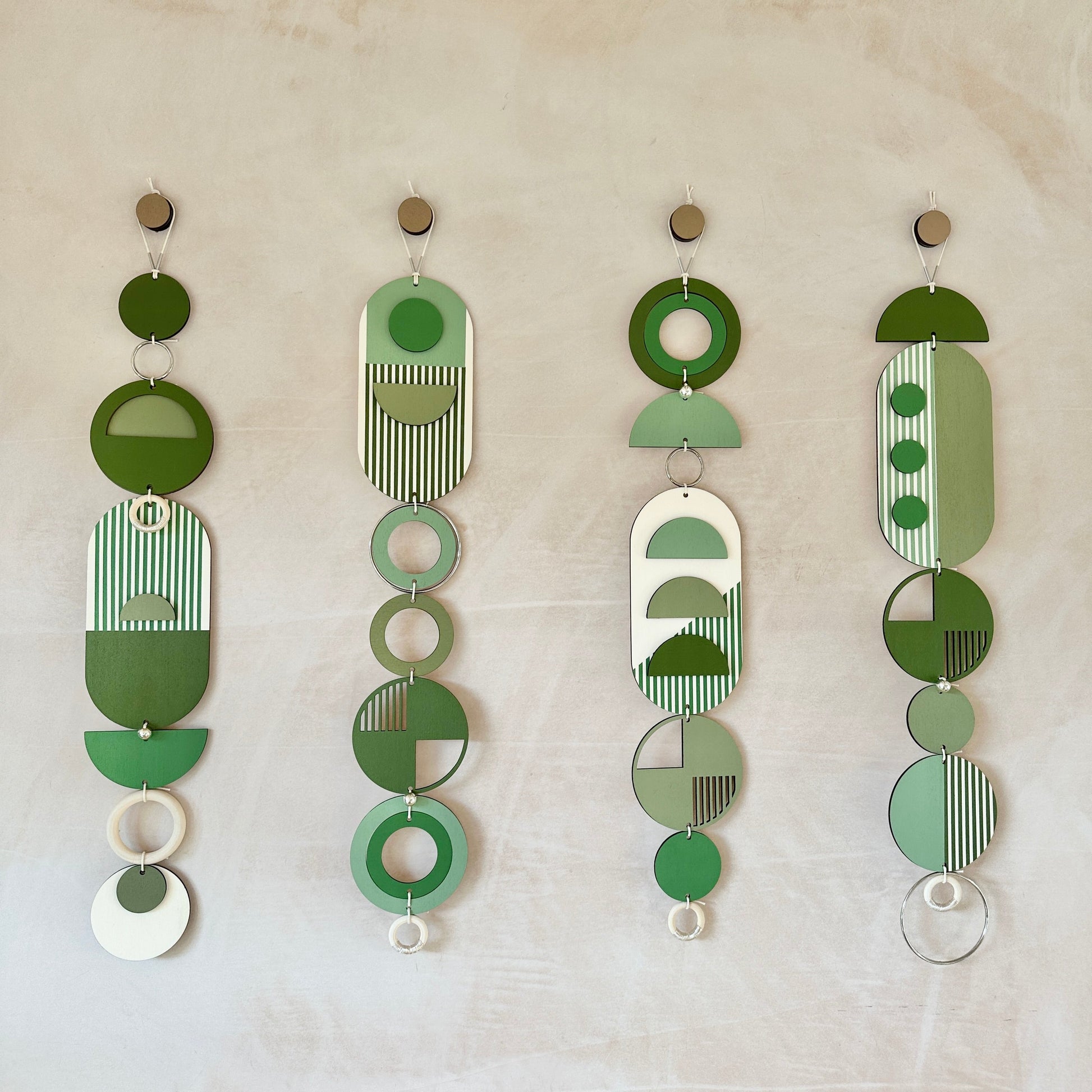 Green Geometric Wall Hanging Mid Century Modern Art