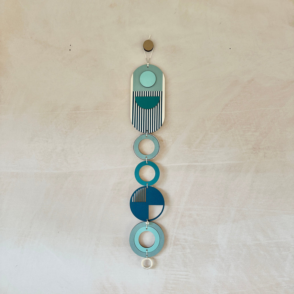 Blue Geometric Wall Art Tapestry Mid Century Modern Decor