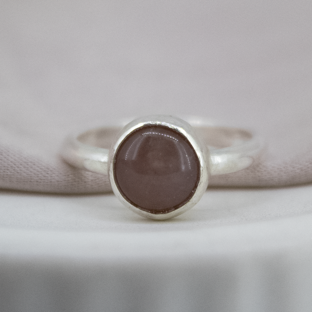Sterling Silver Moonstone Moon Ring