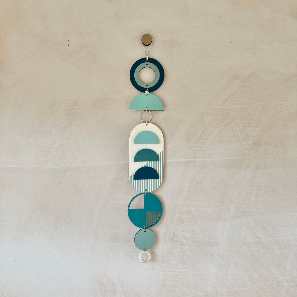 Blue Geometric Wall Art Tapestry Mid Century Modern Decor