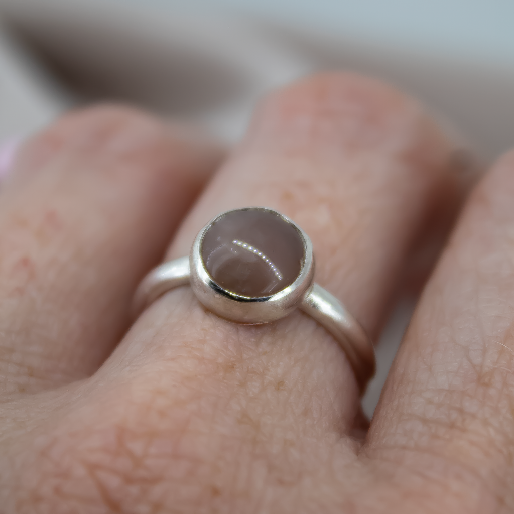 Sterling Silver Moonstone Moon Ring