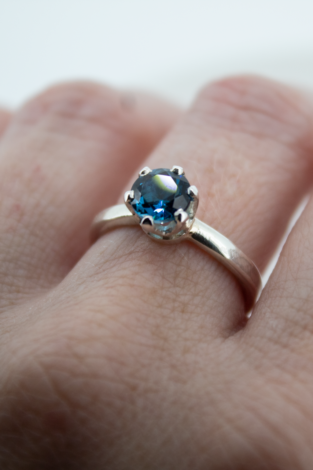 6mm London Blue Topaz Solitaire Ring in Sterling Silver