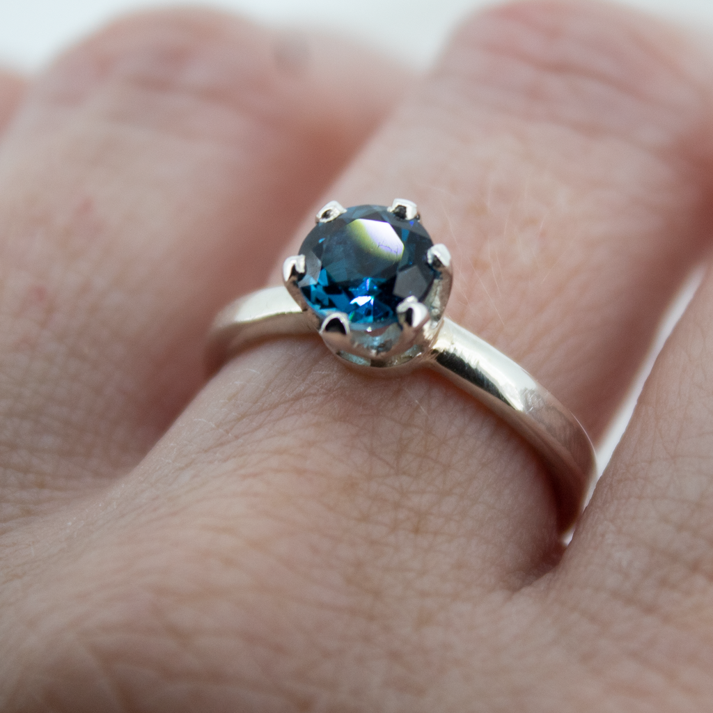6mm London Blue Topaz Solitaire Ring in Sterling Silver