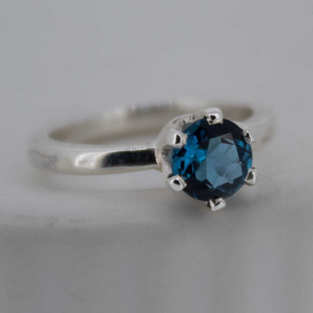 6mm London Blue Topaz Solitaire Ring in Sterling Silver