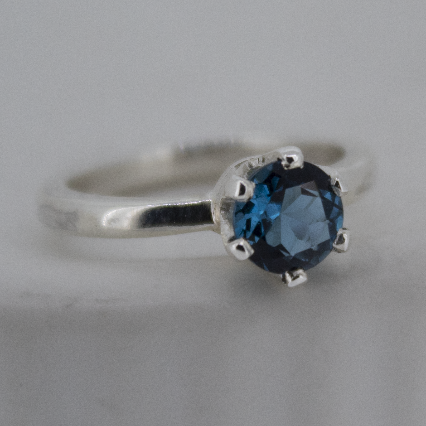 6mm London Blue Topaz Solitaire Ring in Sterling Silver
