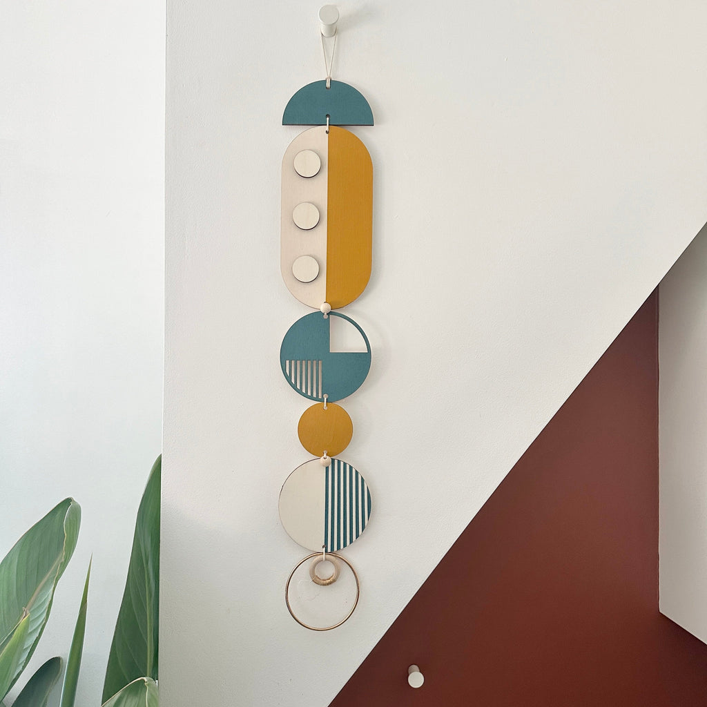 Medium Dots Modern Art Wood Wall Hanging in Multicolour