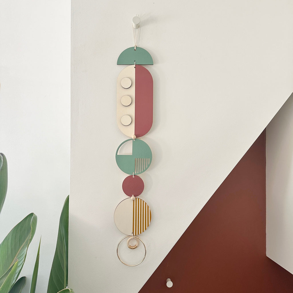 Medium Dots Modern Art Wood Wall Hanging in Multicolour