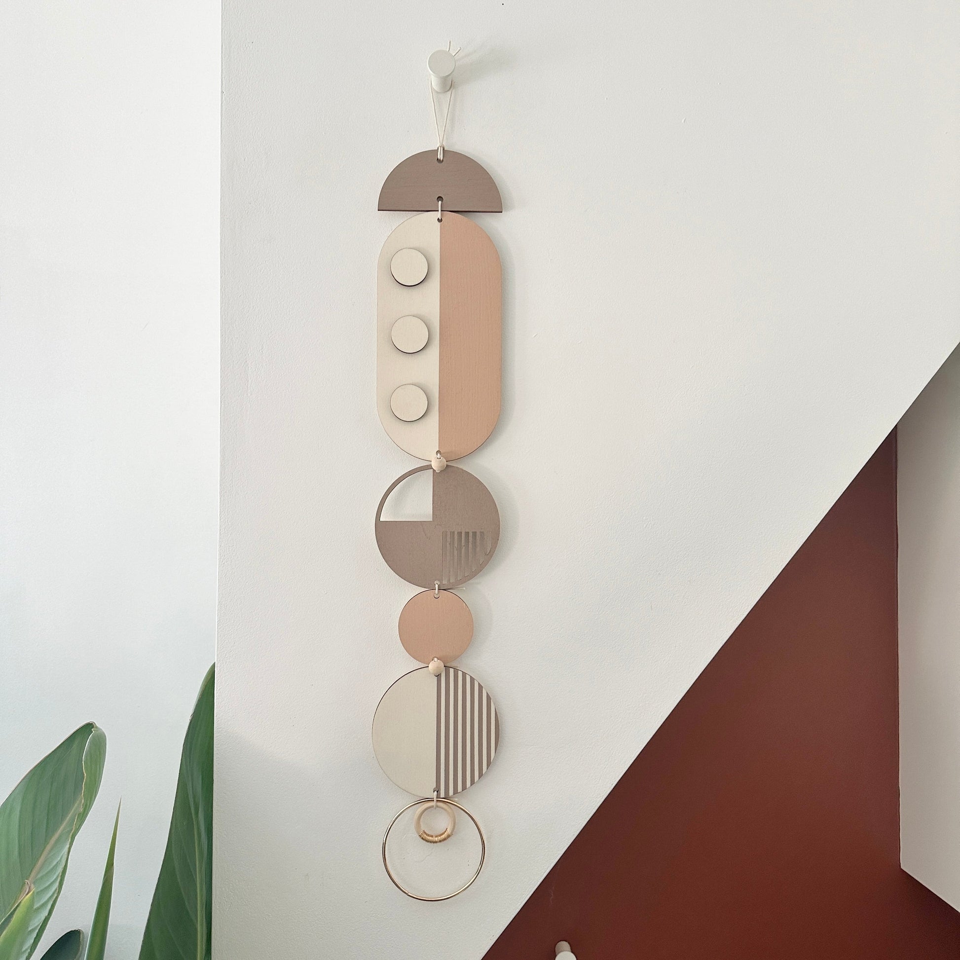 Medium Dots Modern Art Wood Wall Hanging in Multicolour