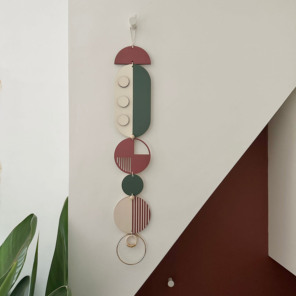 Medium Dots Modern Art Wood Wall Hanging in Multicolour