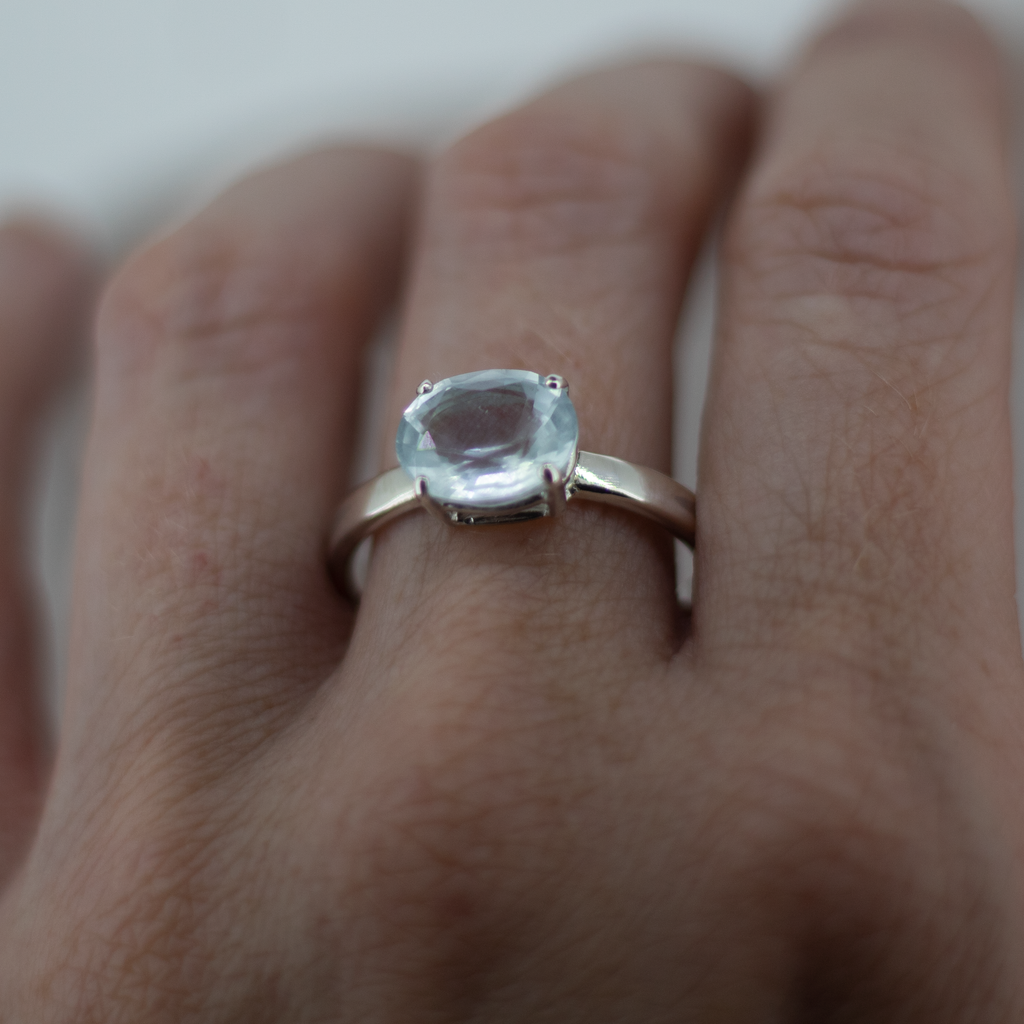 Aquamarine Oval Sterling Silver Ring