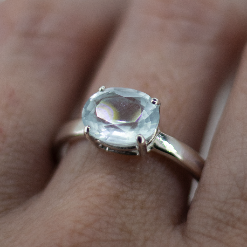 Aquamarine Oval Sterling Silver Ring
