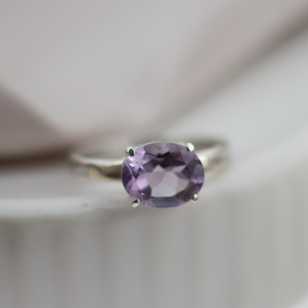 Pink Amethyst Oval Treasure Ring in Sterling Silver