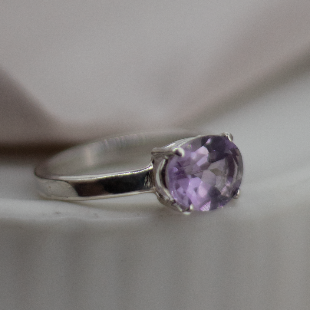 Pink Amethyst Oval Treasure Ring in Sterling Silver