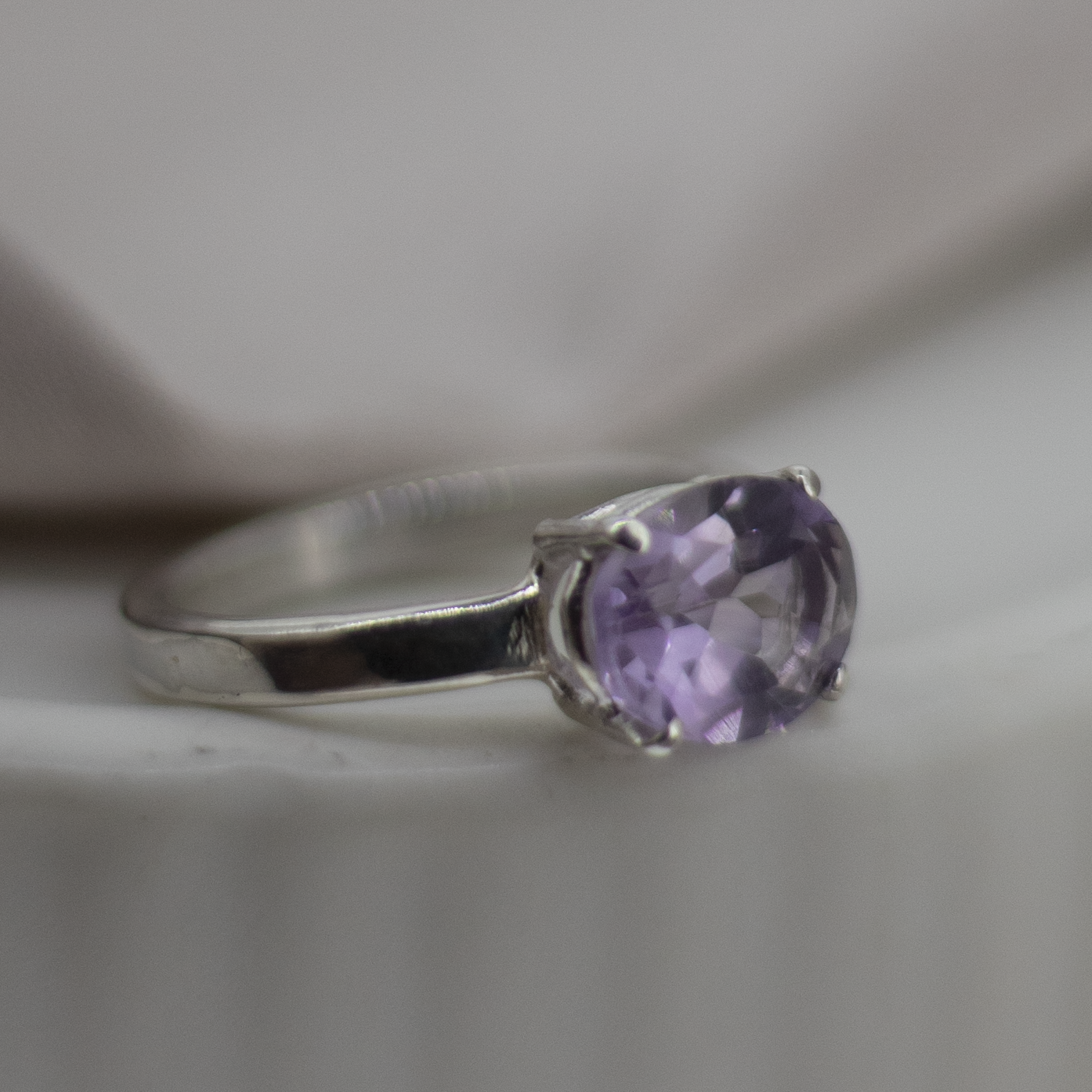 Pink Amethyst Oval Treasure Ring in Sterling Silver