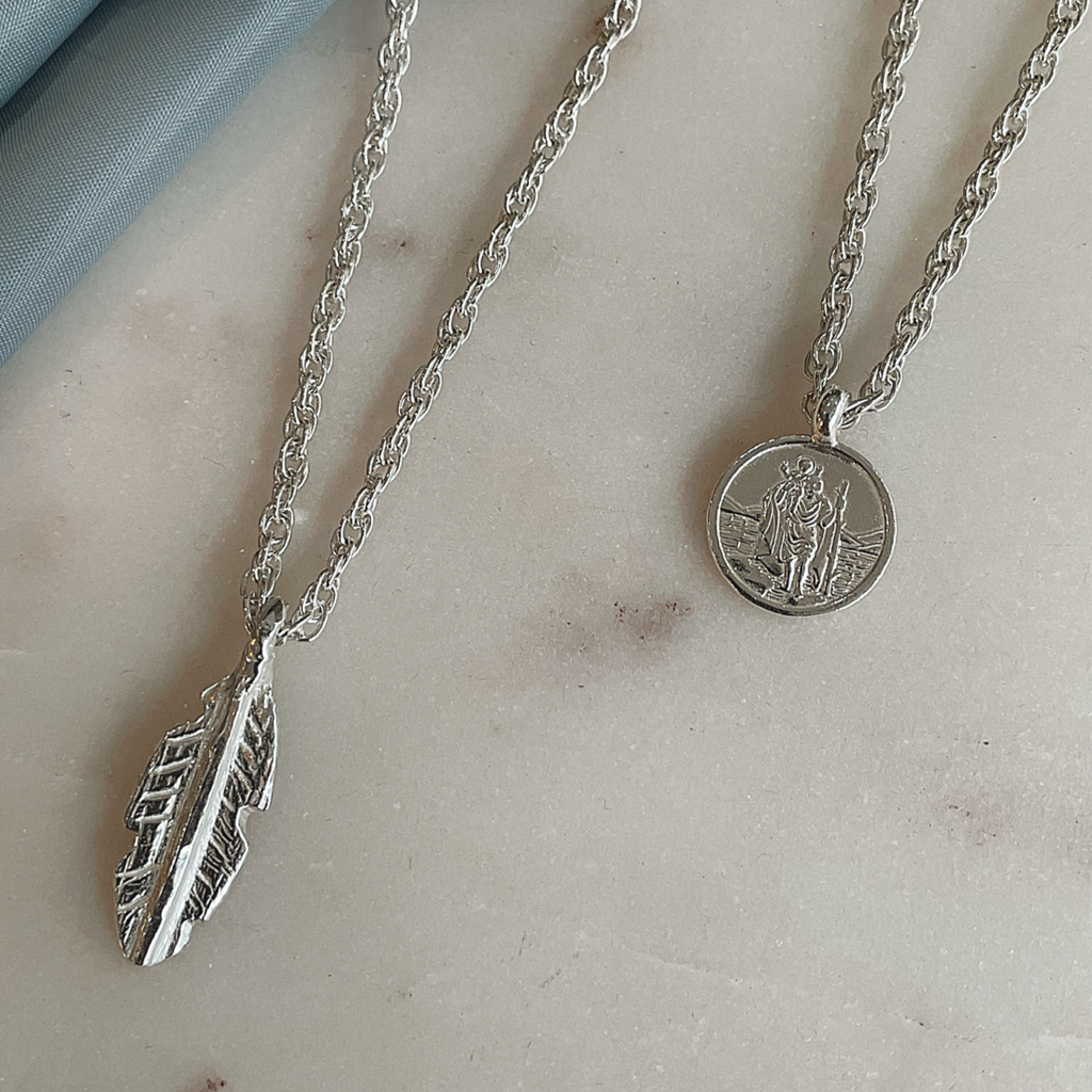 Chunky Rope St Christopher Necklace in Sterling Silver