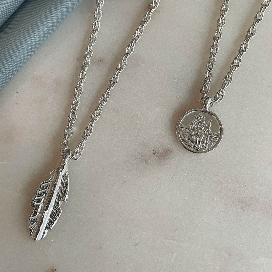 Chunky Rope St Christopher Necklace in Sterling Silver