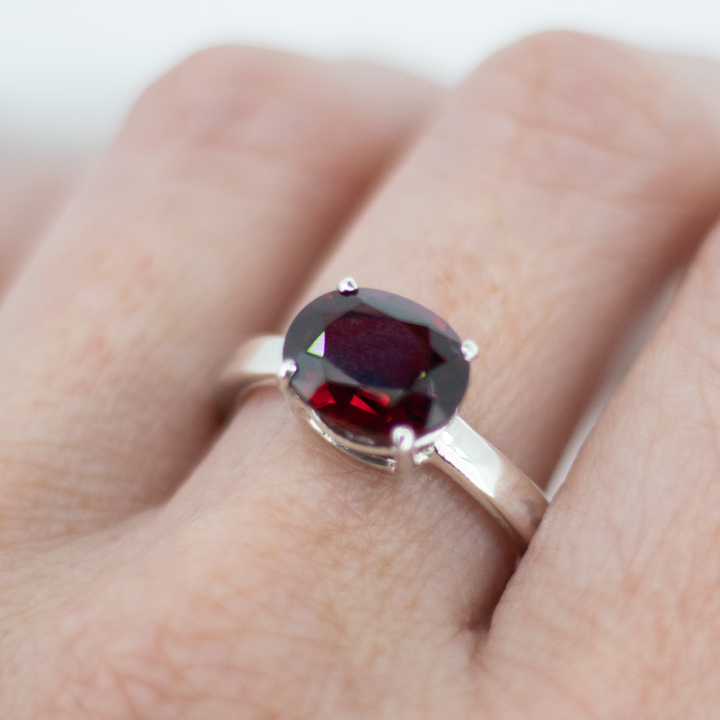 Garnet Treasure Ring in Sterling Silver