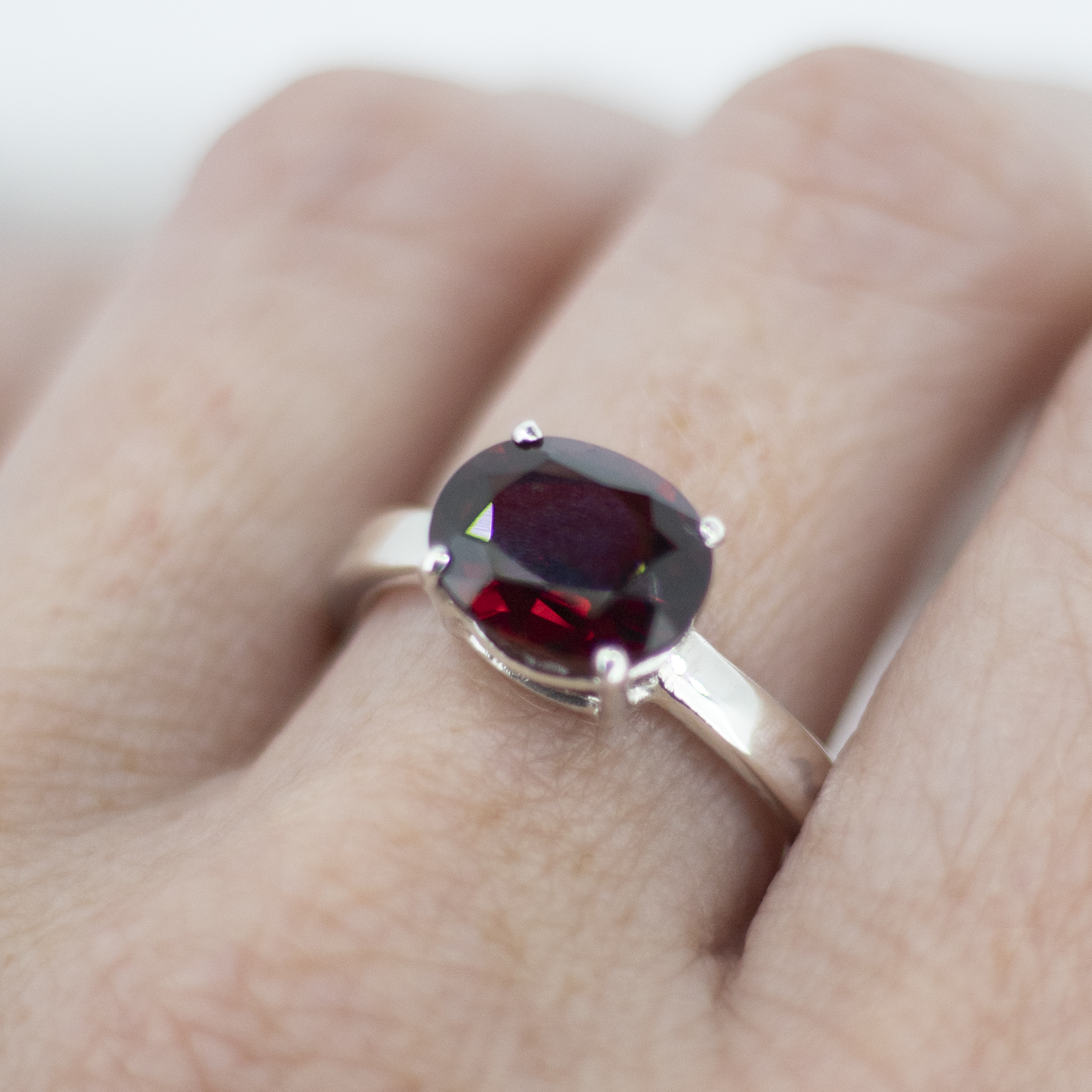 Garnet Treasure Ring in Sterling Silver