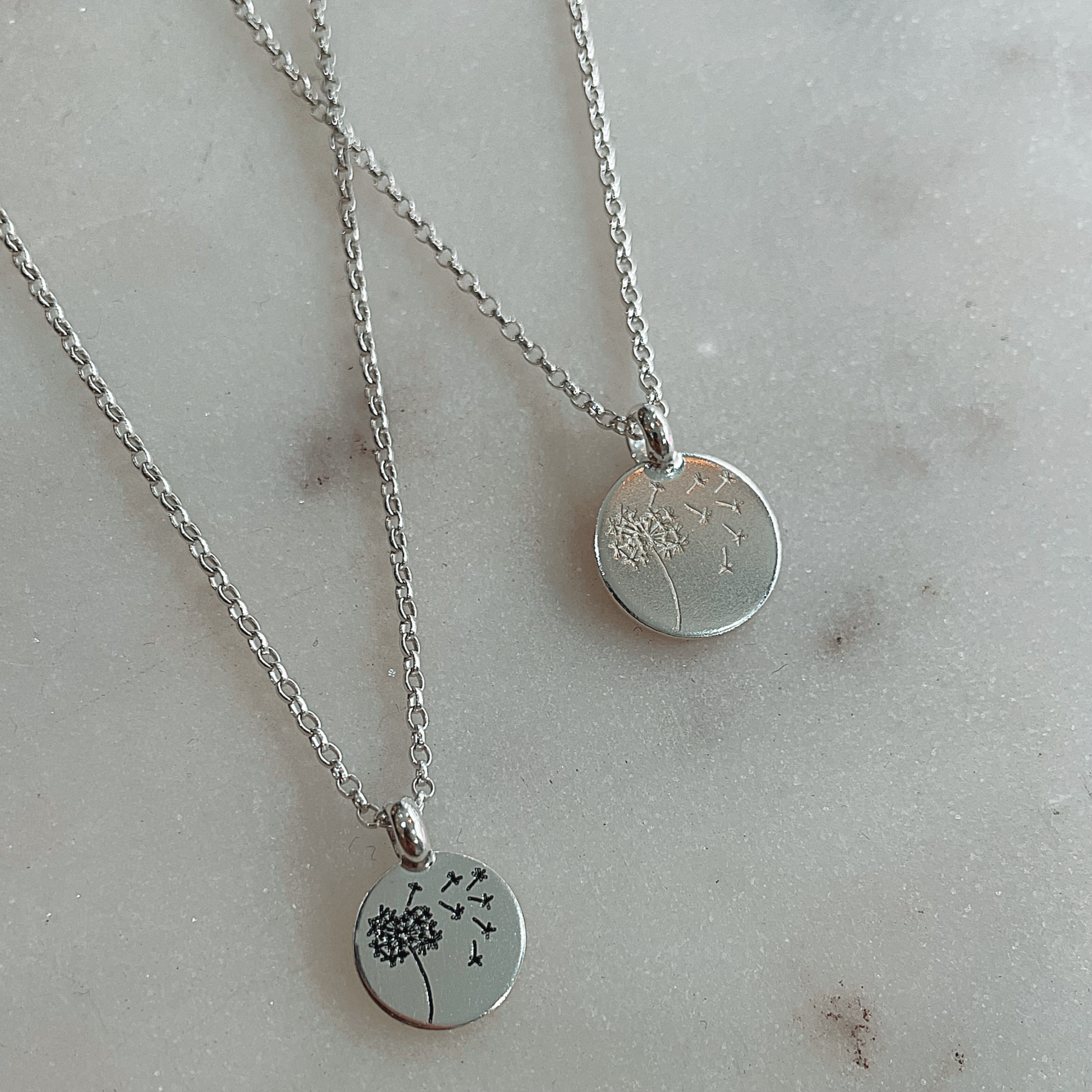 Dandelion Wish Necklace in Recycled Silver