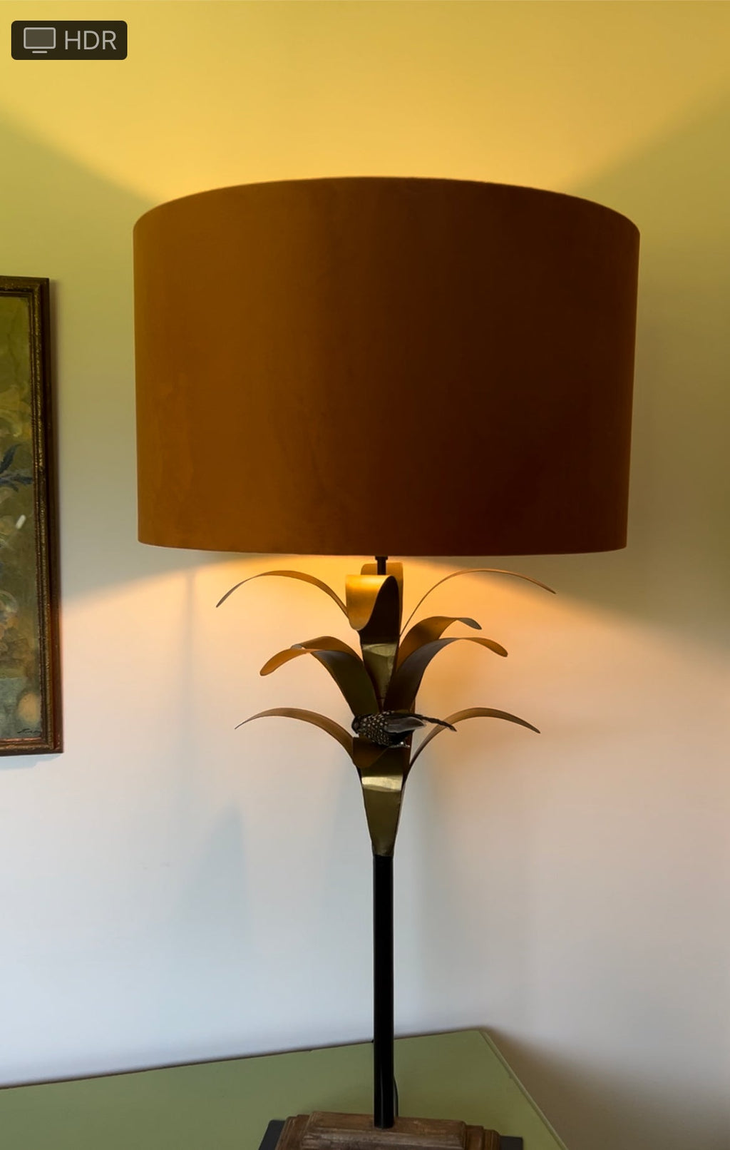 Burnt orange velvet drum lampshade/ ceiling shade with a white lining