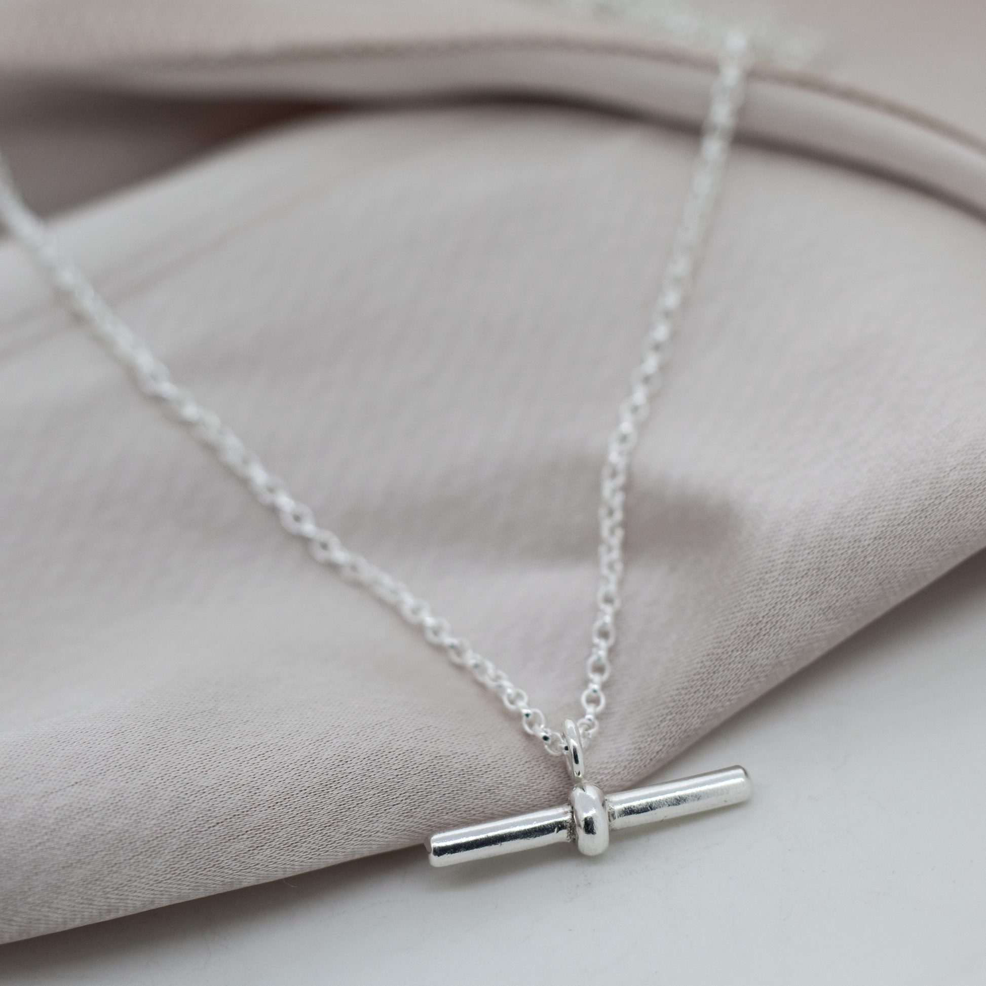 Sterling Silver T Bar Necklace