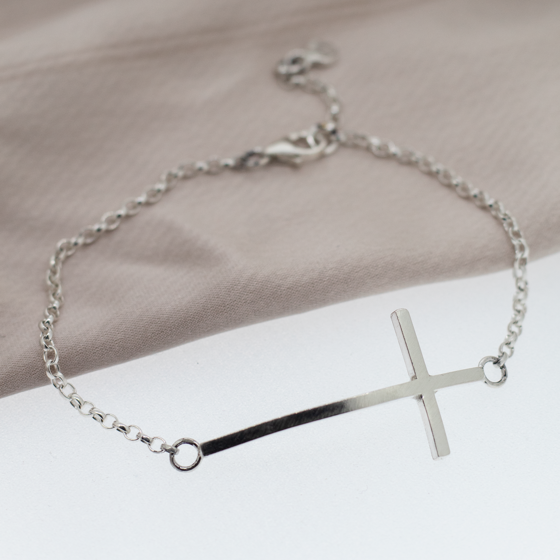 Sterling Silver Cross Bracelet