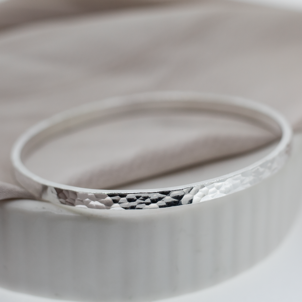 Textured Sterling Silver Full Bangle