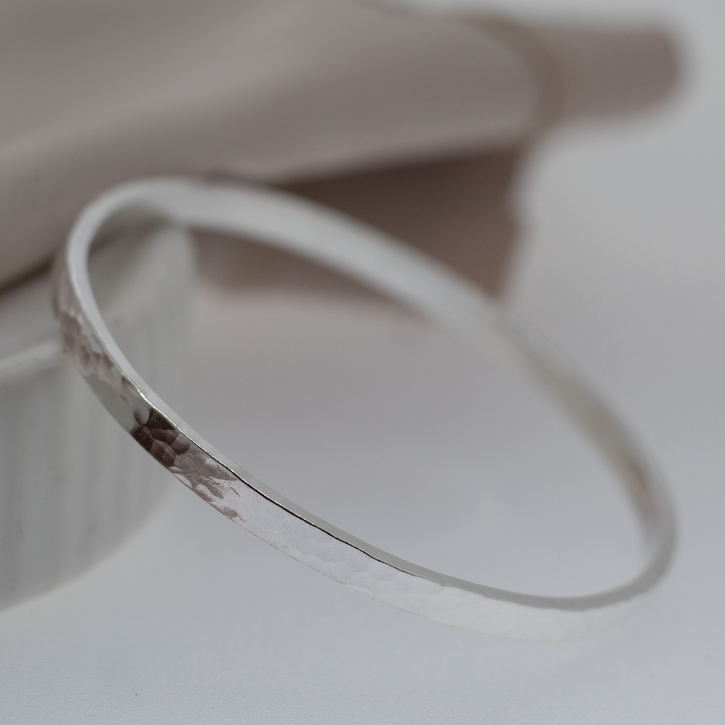 Textured Sterling Silver Full Bangle