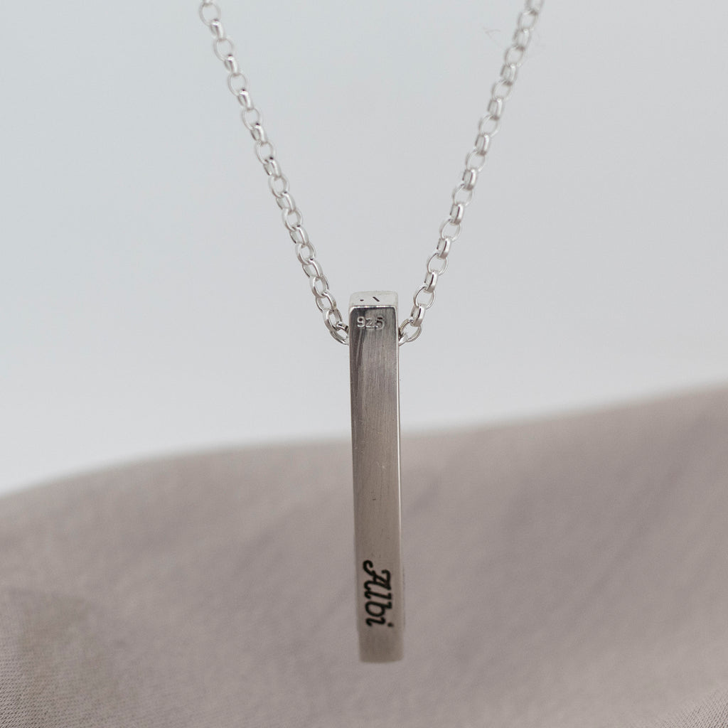 Personalised Drop Bar Necklace in Sterling Silver