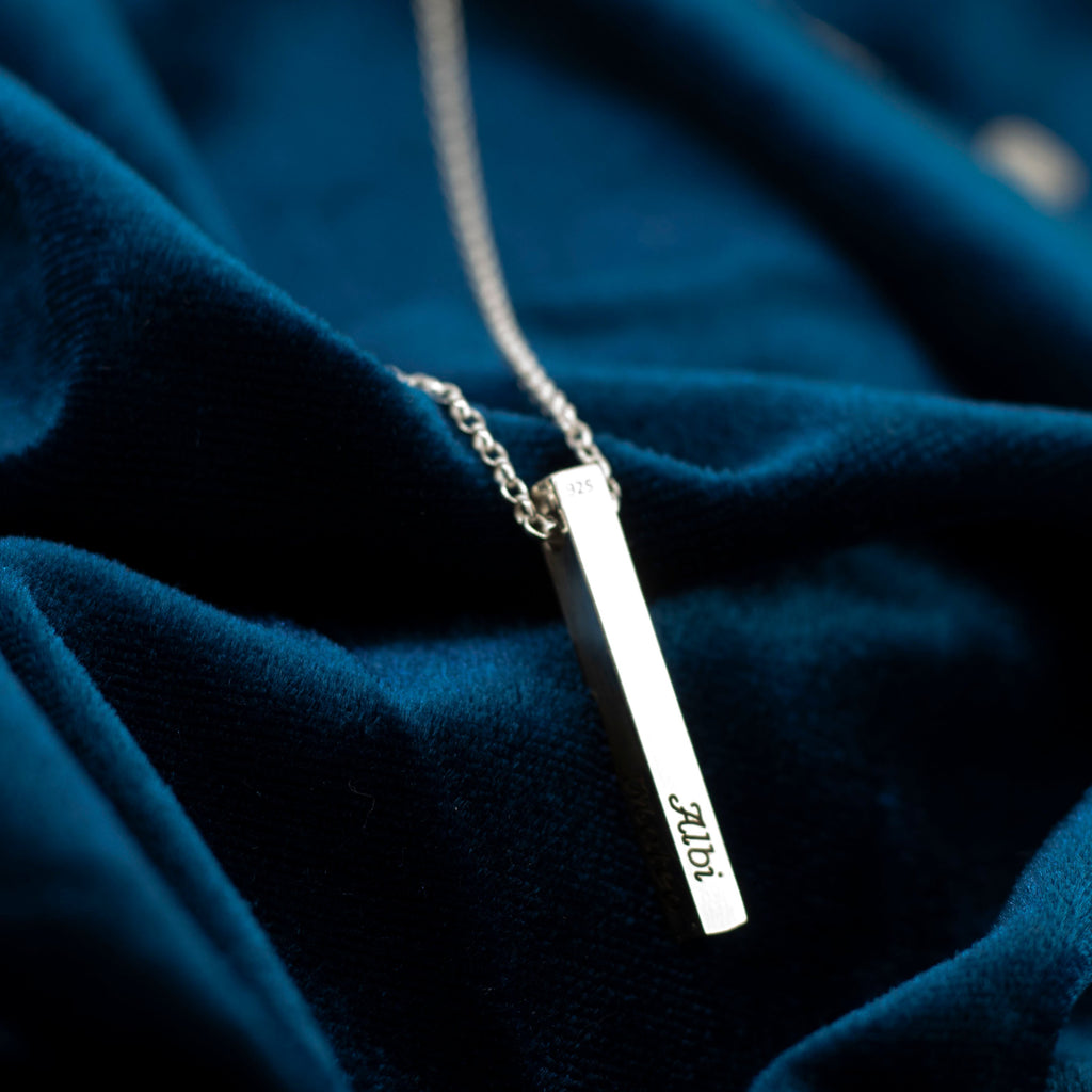 Personalised Drop Bar Necklace in Sterling Silver