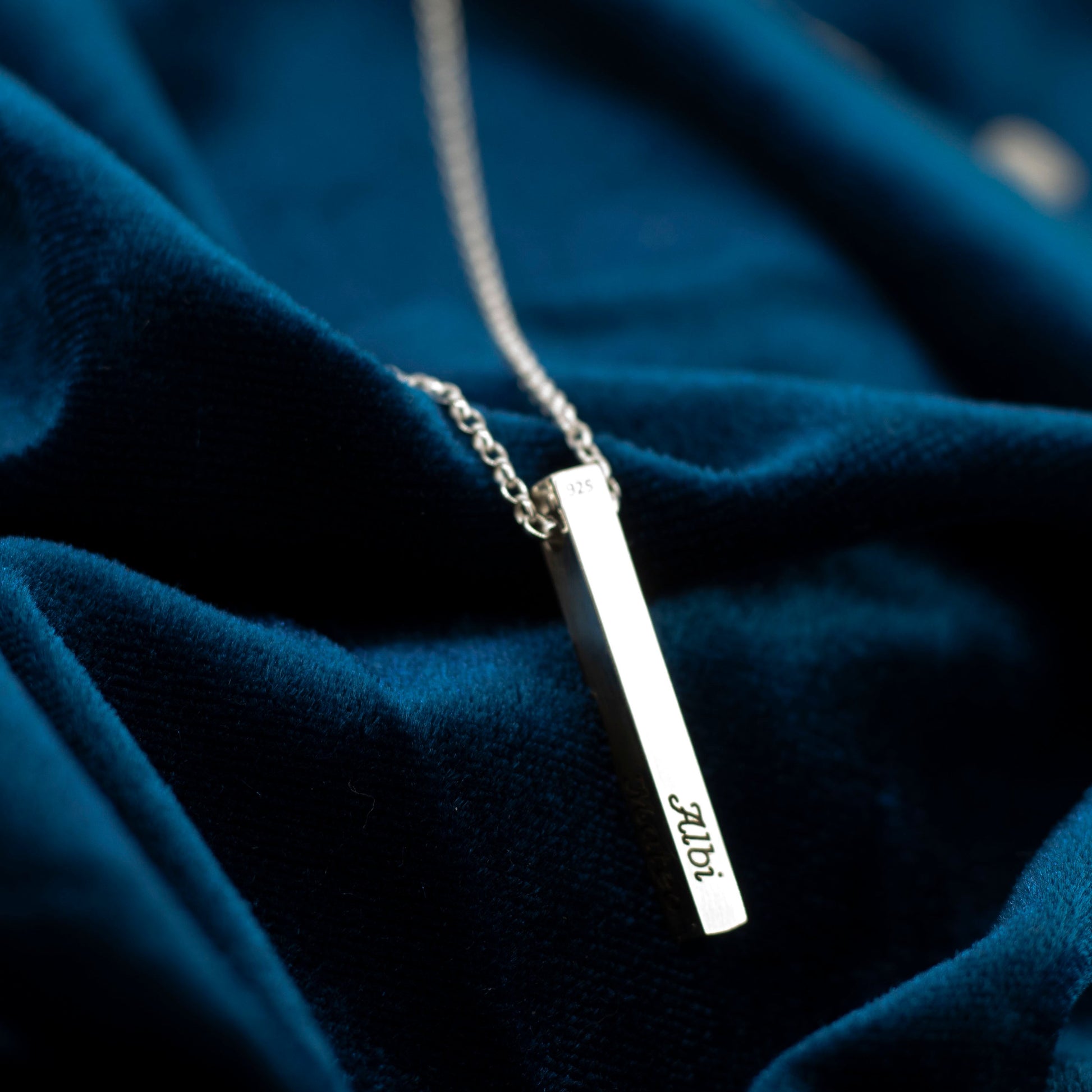 Personalised Drop Bar Necklace in Sterling Silver