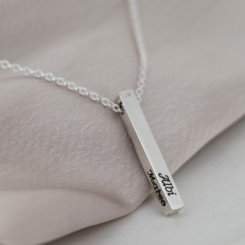 Personalised Drop Bar Necklace in Sterling Silver