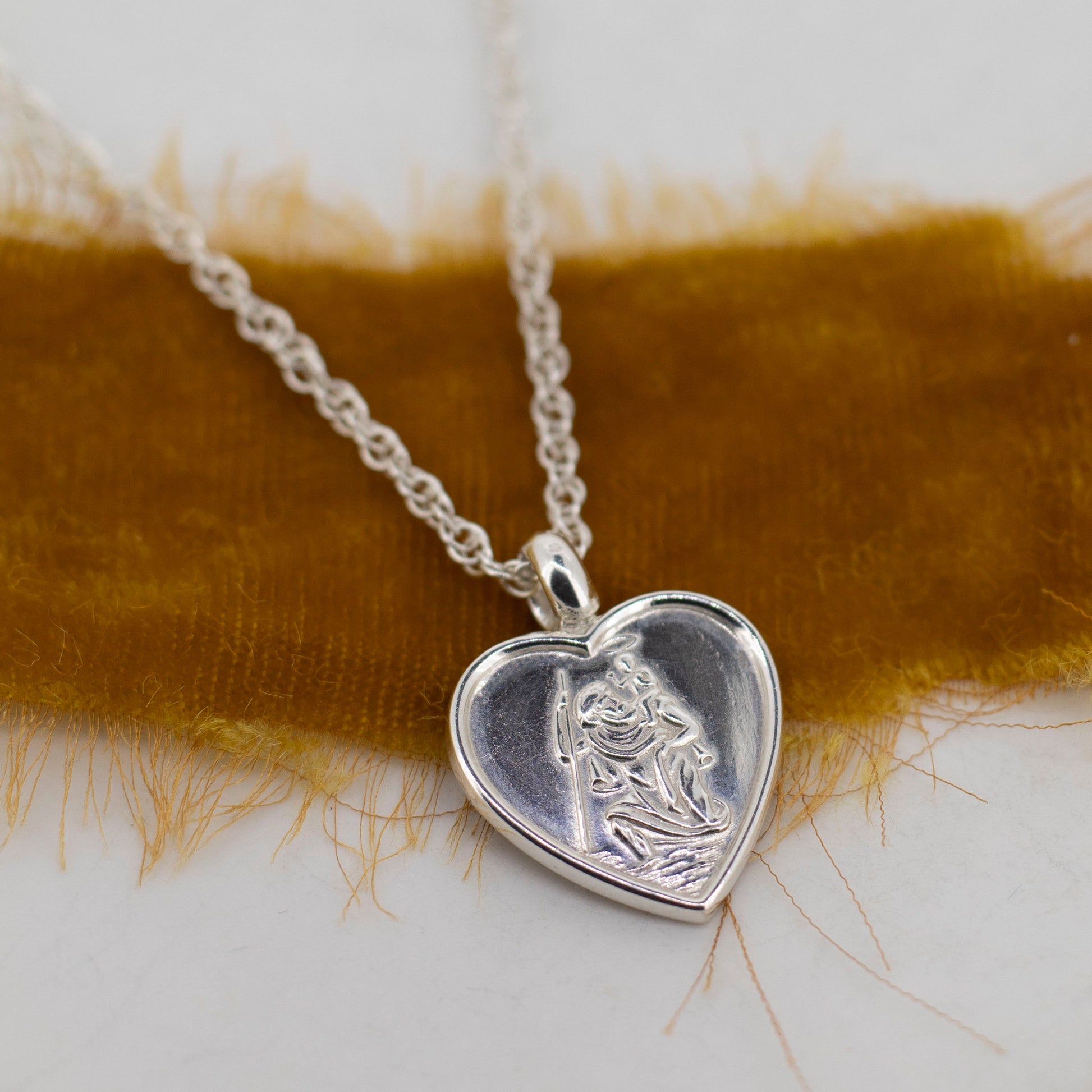 Heart St Christopher Silver Necklace