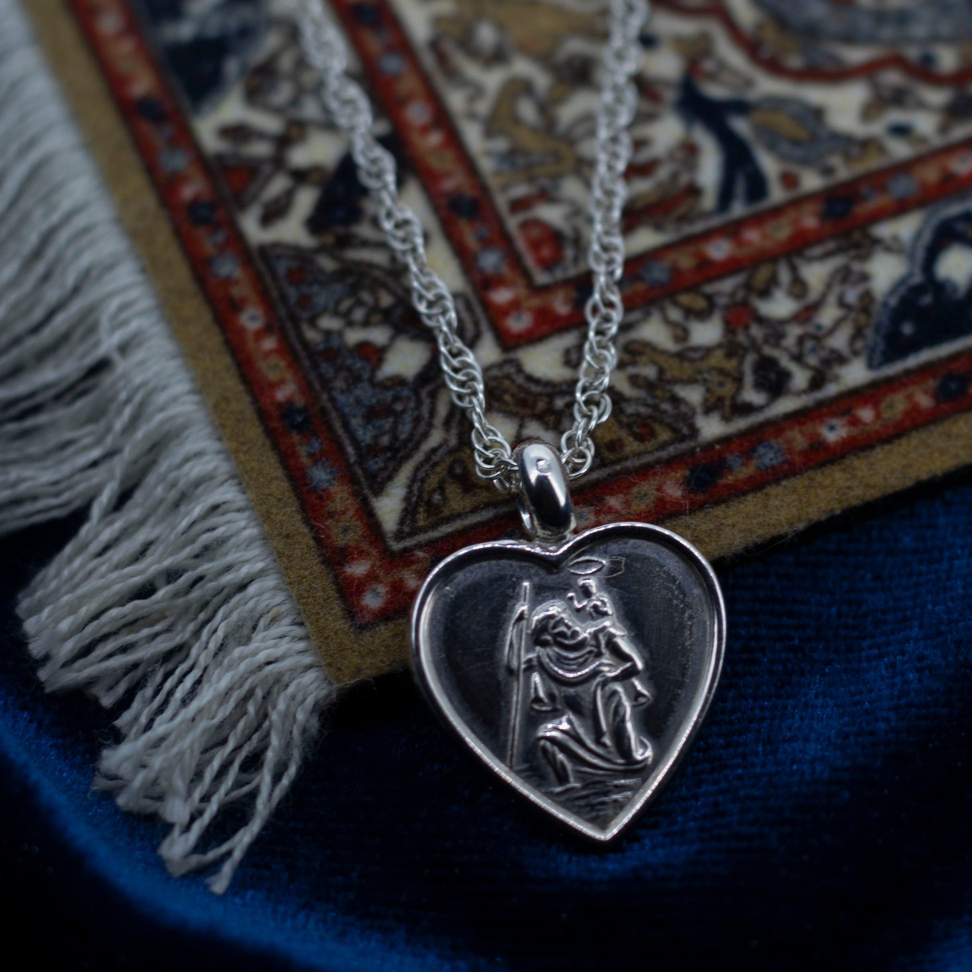 Heart St Christopher Silver Necklace