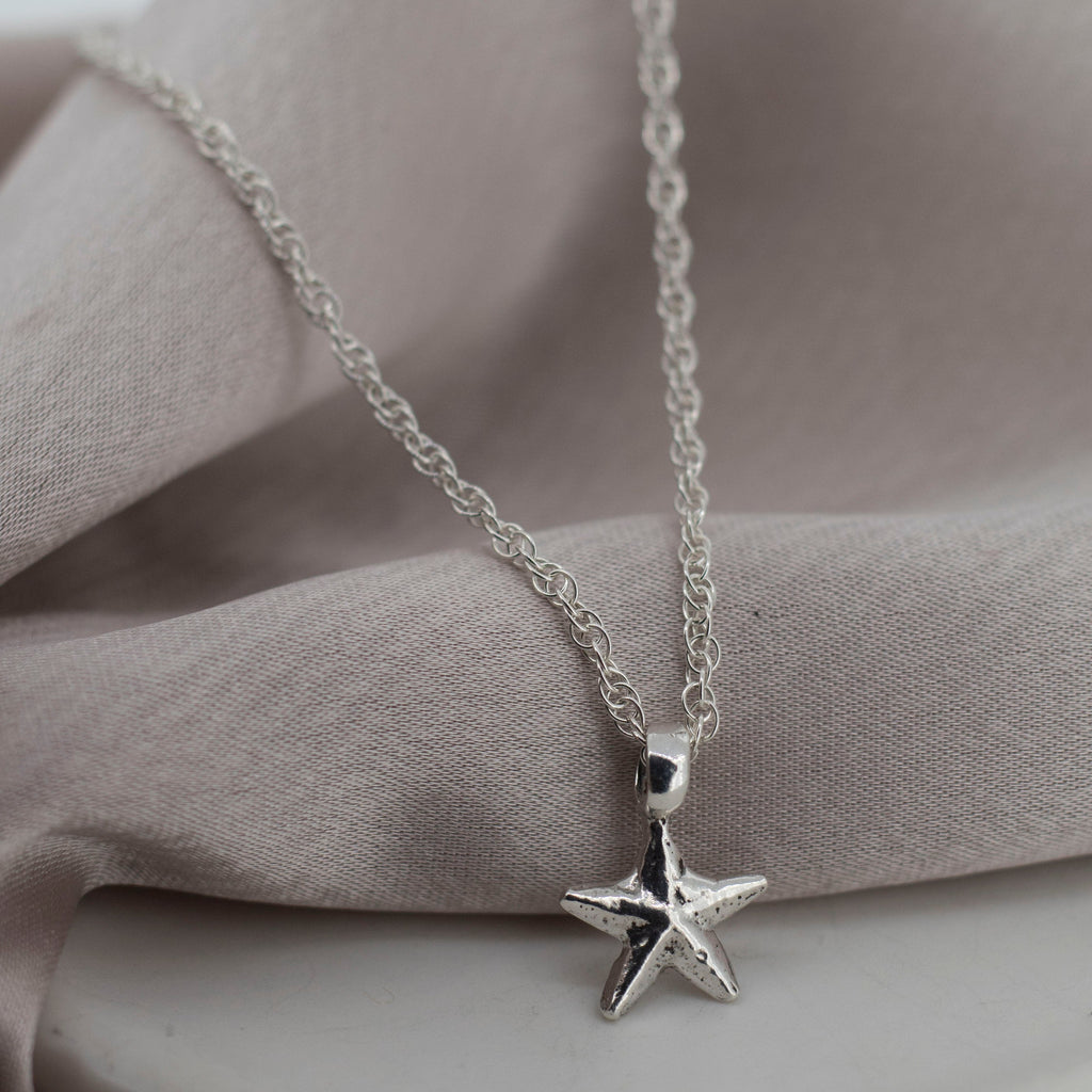 Starfish Rope Chain Necklace in Sterling Silver