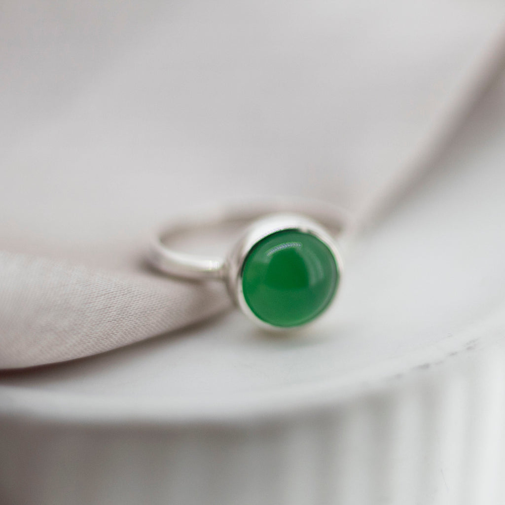 Aventurine Moon Ring in Sterling Silver