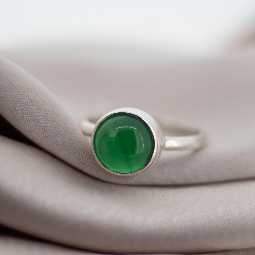 Aventurine Moon Ring in Sterling Silver