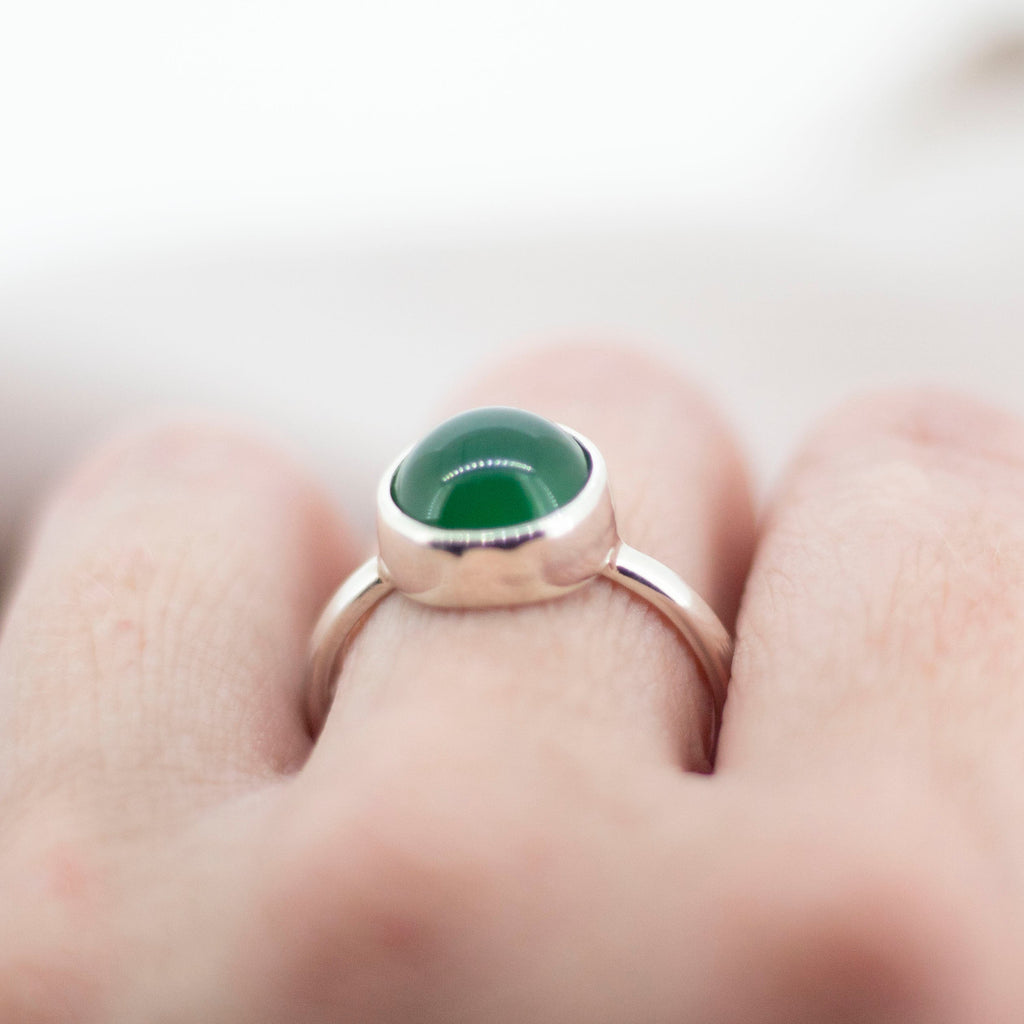 Aventurine Moon Ring in Sterling Silver