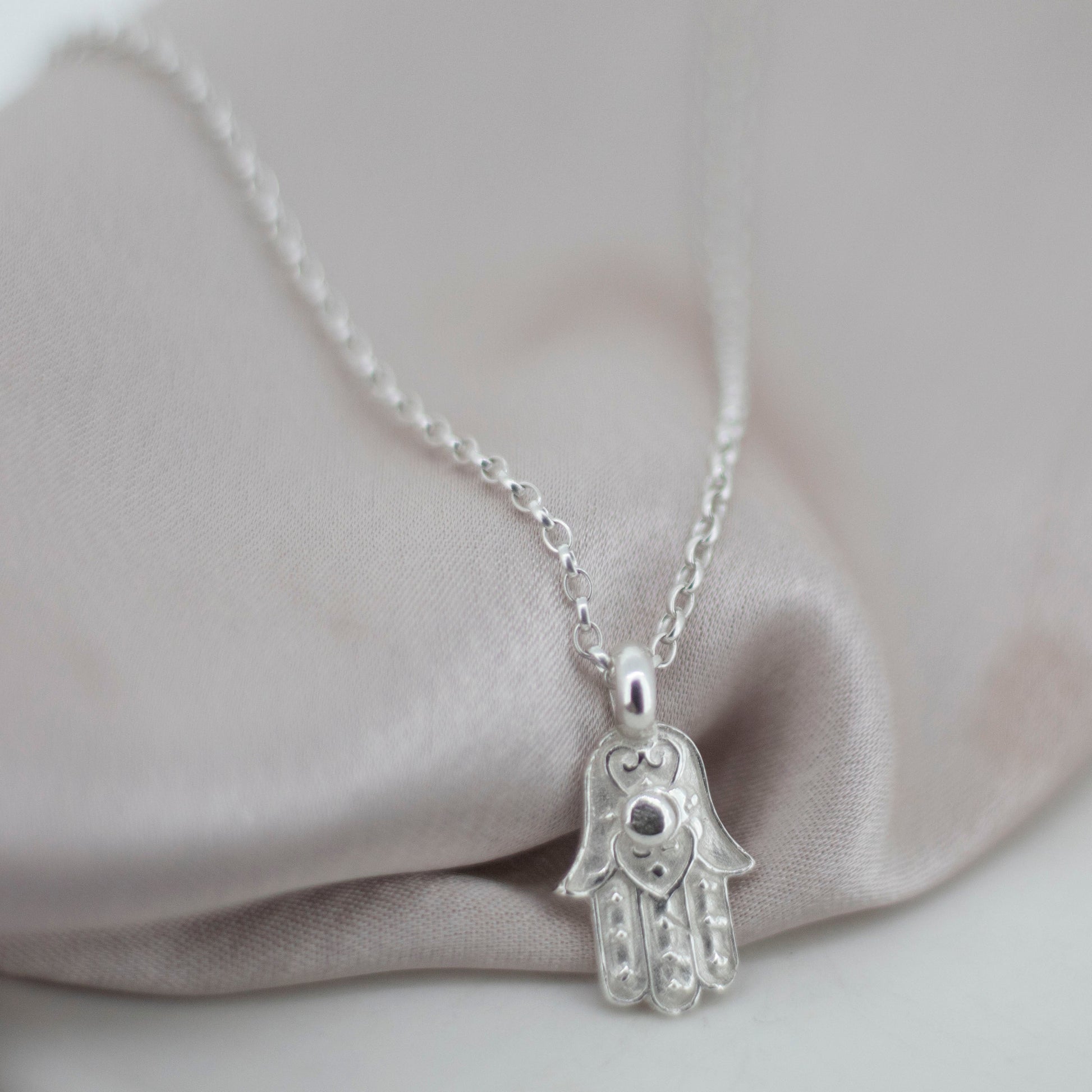 Hand of Fatima Sterling Silver Necklace