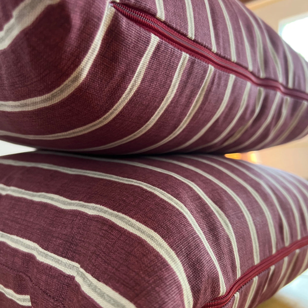 Maroon rowing stripe cotton cushion, scatter cushions