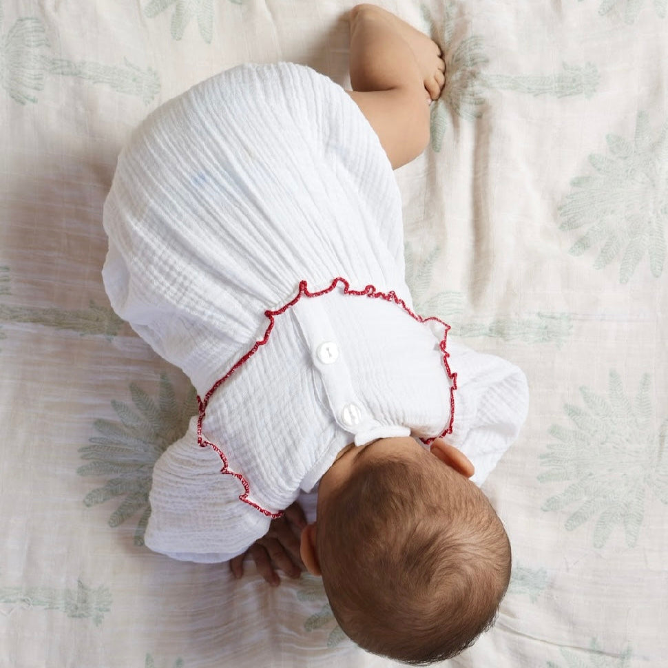 Red Ruffle Organic Cotton Muslin Romper