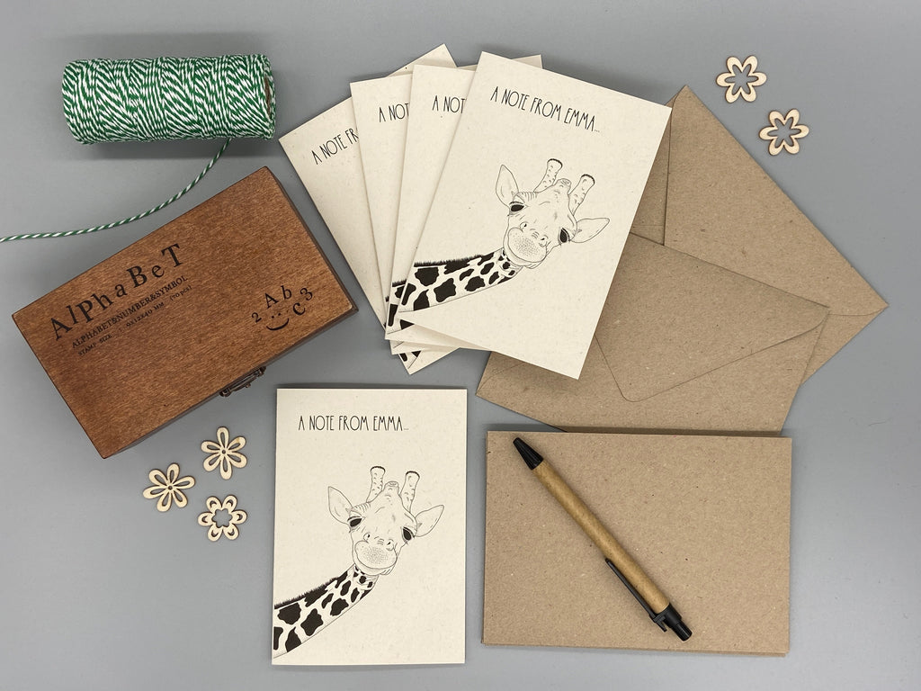 Personalised Giraffe Note Cards Set of 10