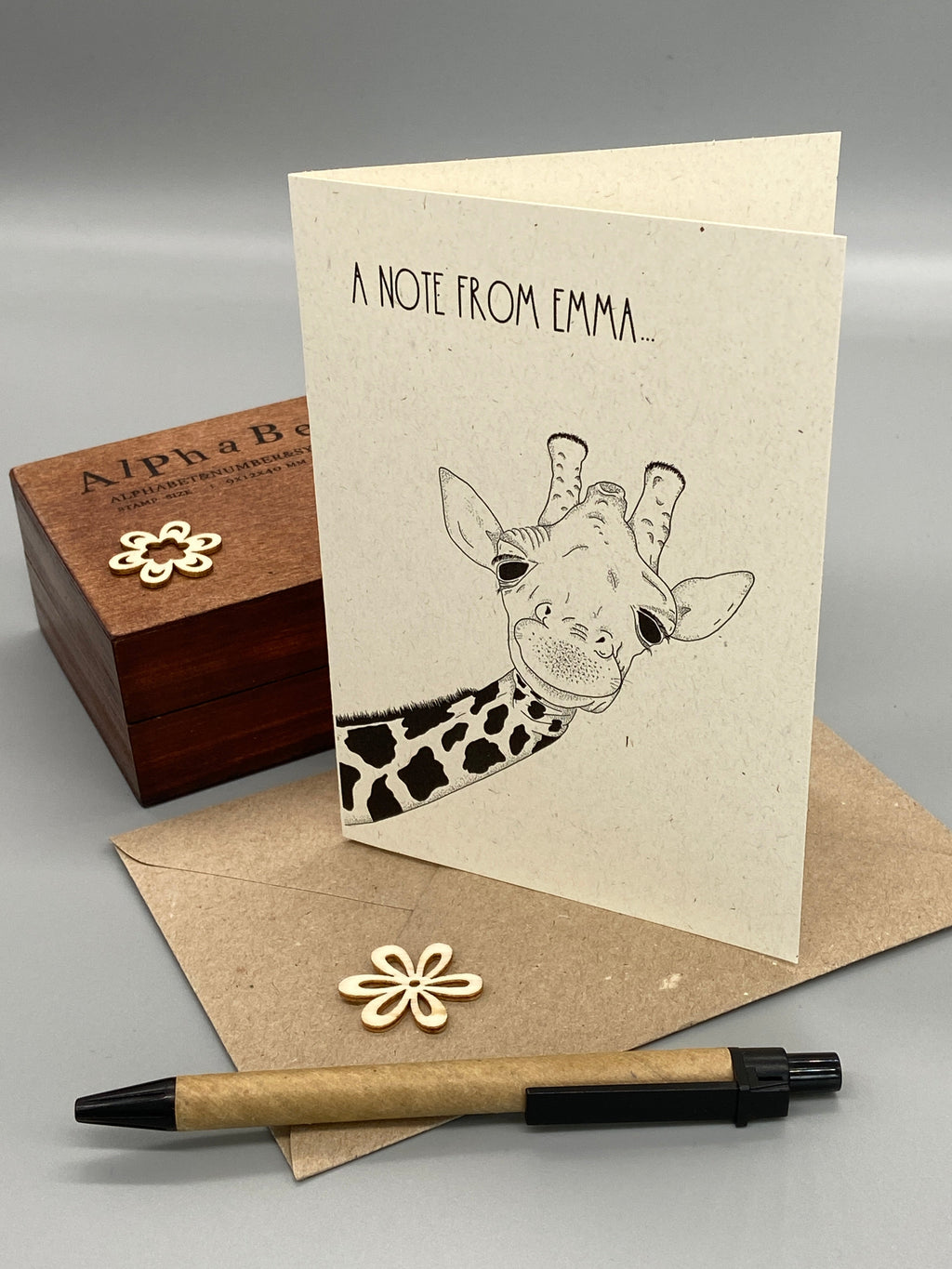 Personalised Giraffe Note Cards Set of 10