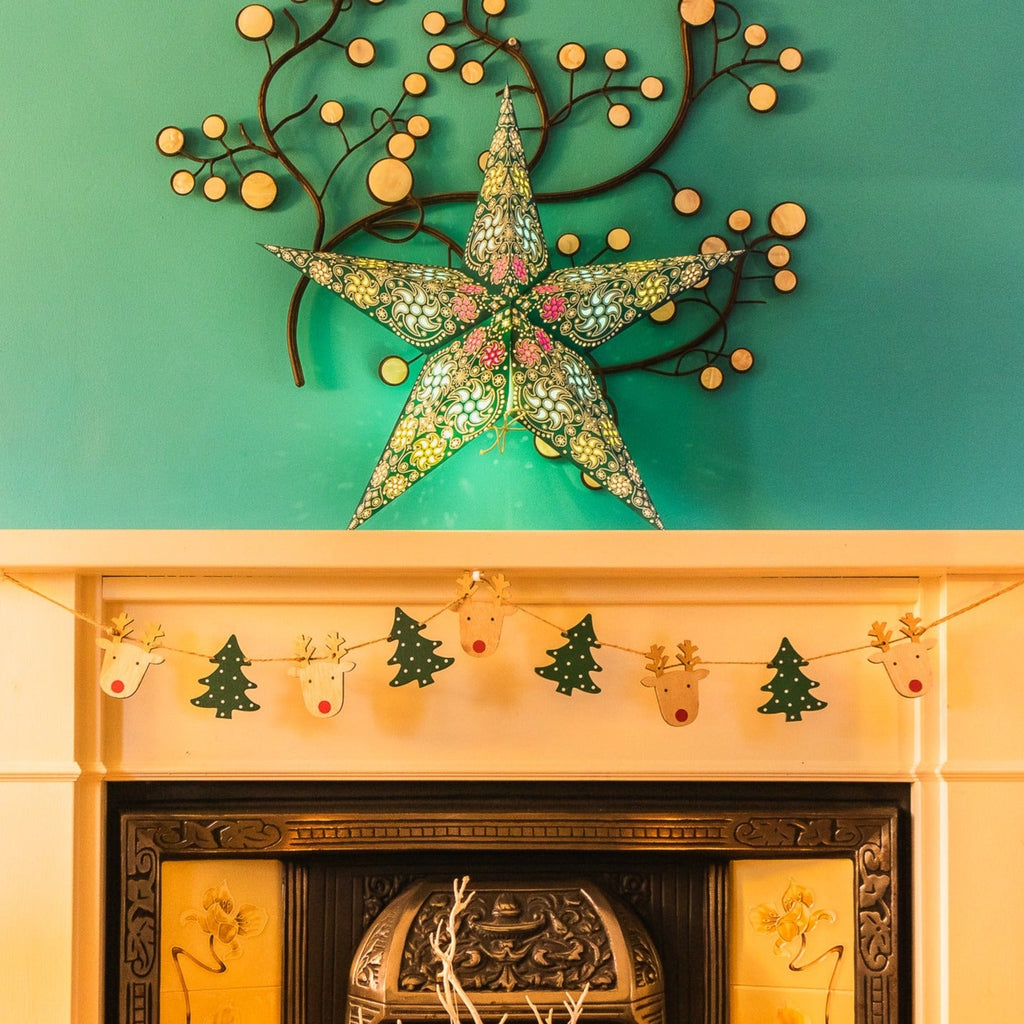 Firework Teal Paper Star Lantern 60cm