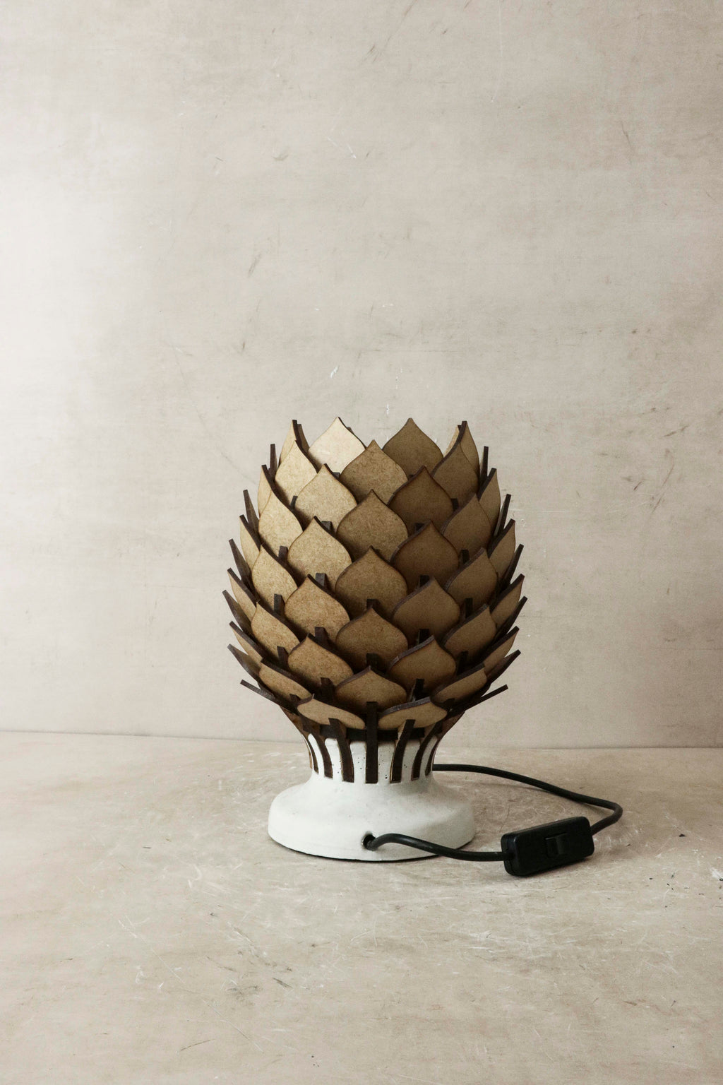Protea Table Lamp Small Natural Wood and Concrete
