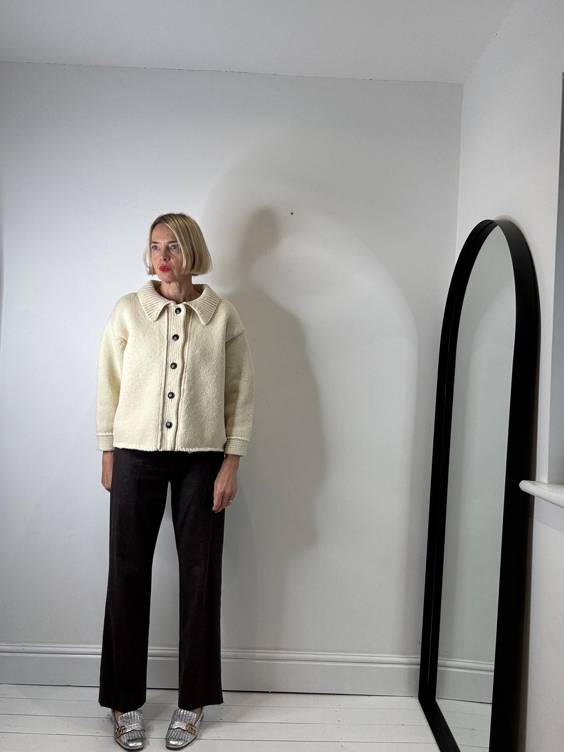 100% Spanish Merino Wool Cardigan in Natural